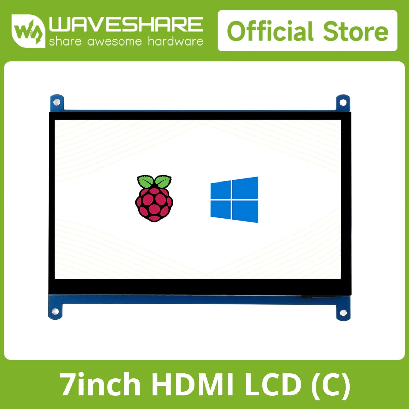 Waveshare 7" HDMI LCD (C) Capacitive Touch Screen IPS, Computer Monitor, Display for Raspberry Pi 5/4B/3B/Zero/Zero W/Zero WH+