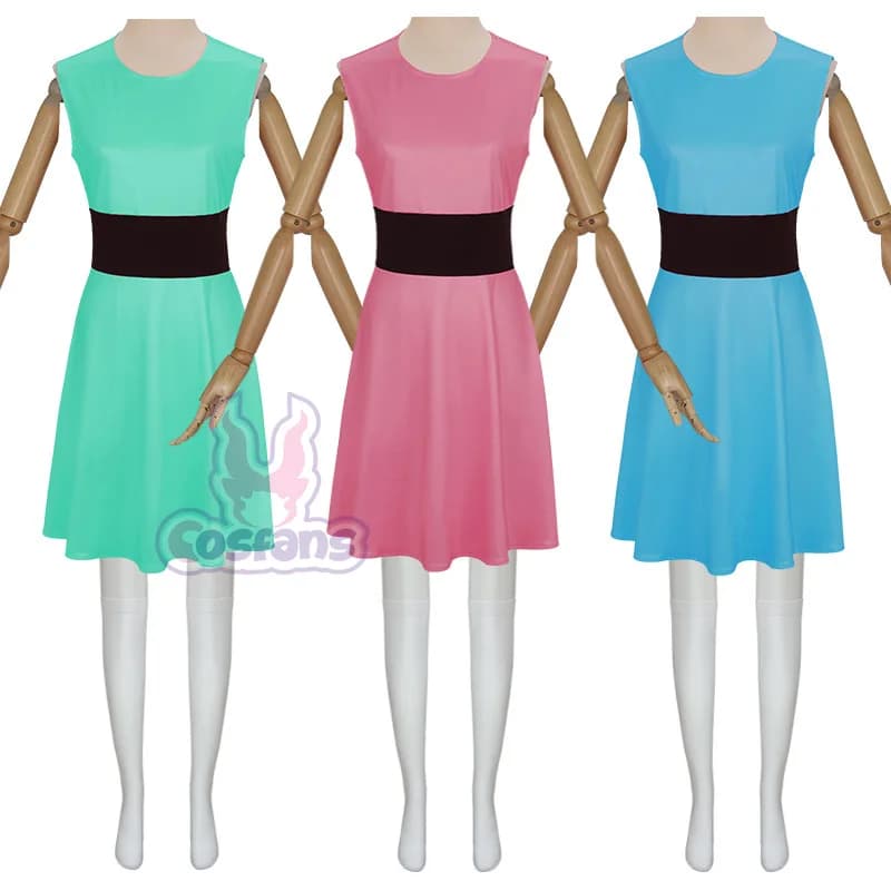 Women's Powerpuff Cosplay Girls Costume Set of Butterfly Bubble Costumes Set With Set Of Belts In Halloween Costume