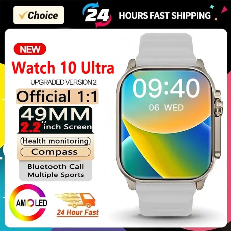 New 49mm Smartwatch 10 Ultra with 2,09 Inch Screen, NFC, GPS, Bluetooth Calls, BT Music, Games, Wireless Charging for Men and Women