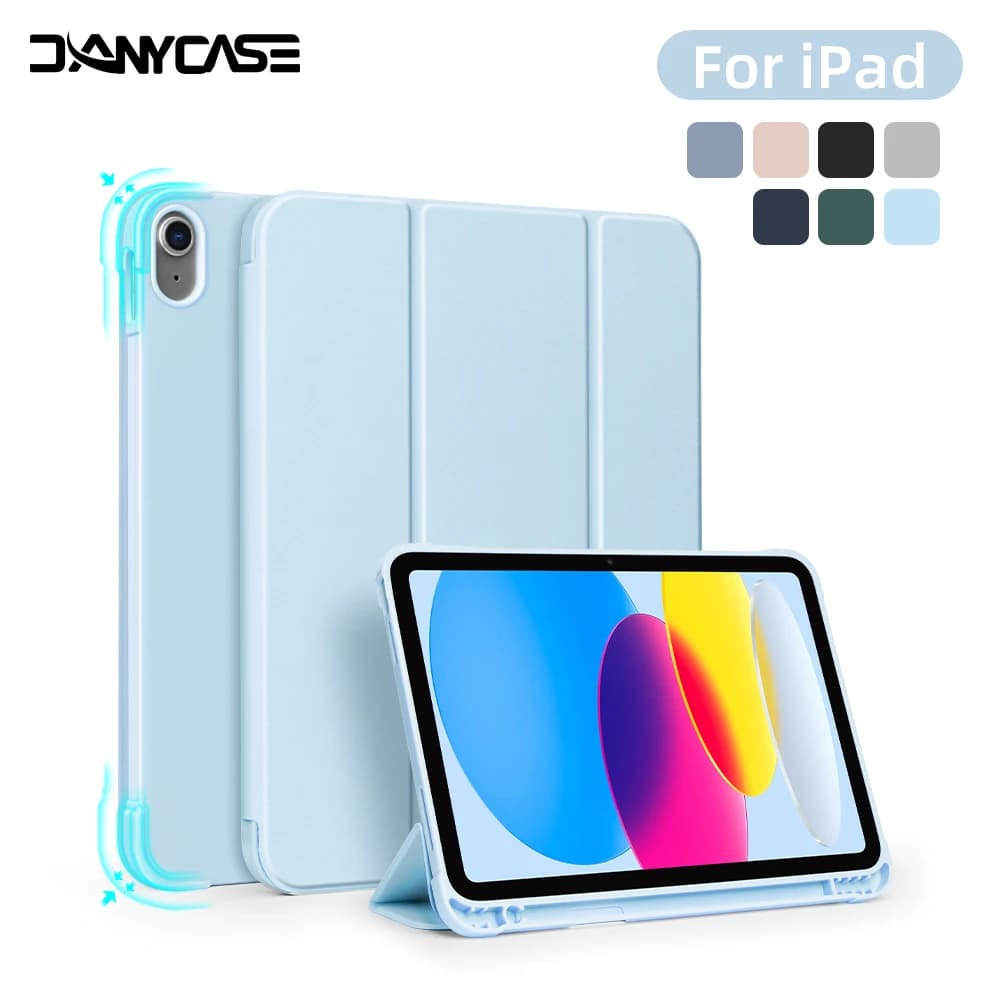 Custodia antiurto per iPad A16, 11a/10a generazione, Mini 6/7, iPad Air 4/5, Air 11 M2/M3/M4 10.9, con supporto laterale per Apple Pencil e cover pieghevole a 3 ante