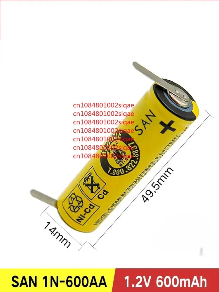 Sanyo No. 5 nickel-cadmium batteries for electric shaver brush WYORESY