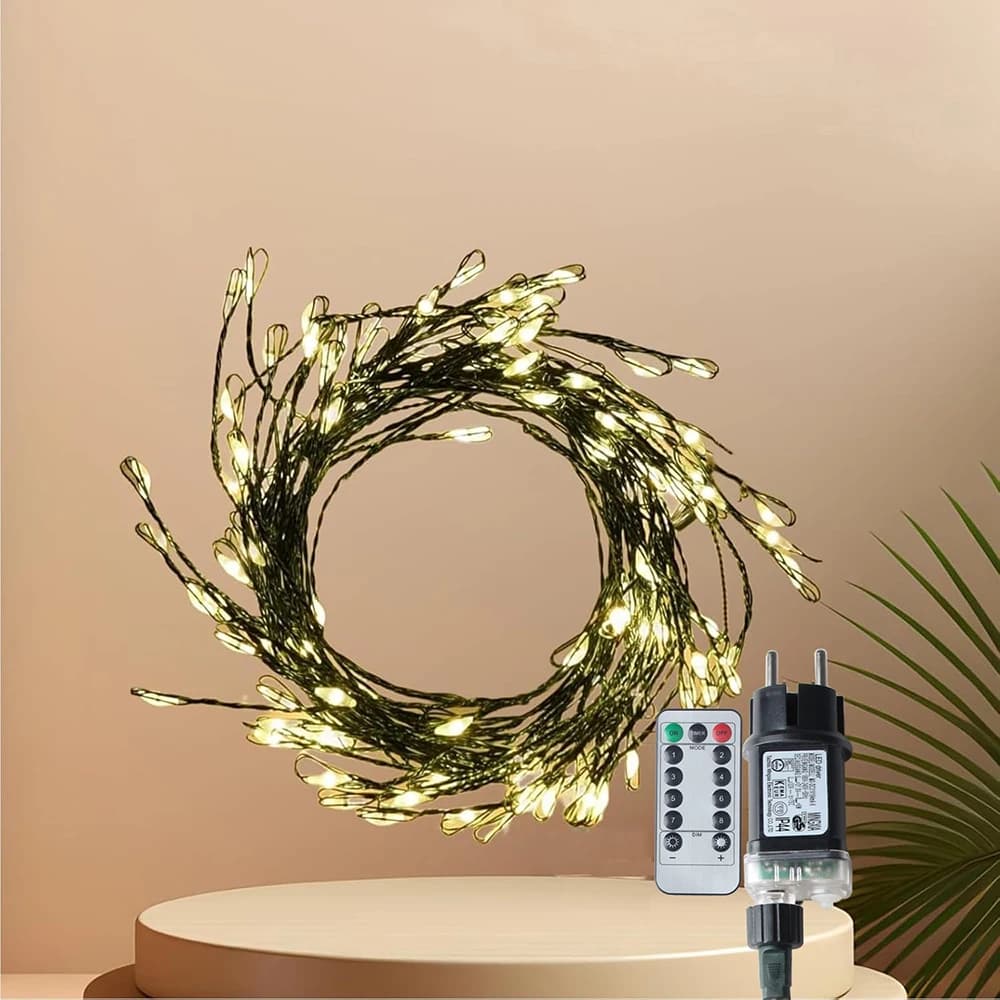 Green Cluster Wire LED String Fairy Lights Outdoor Christmas Tree Lights Garland For New Year Street Home Party Wedding Decor