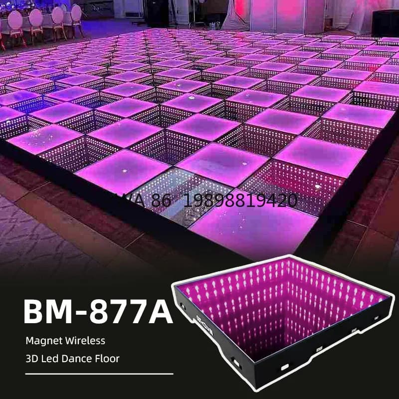 Pavimento da Ballo LED Modulare Magnetico con Effetto 3D per Feste in Discoteca, Uso Interno ed Esterno, Piastrelle Impermeabili per Eventi e Matrimoni