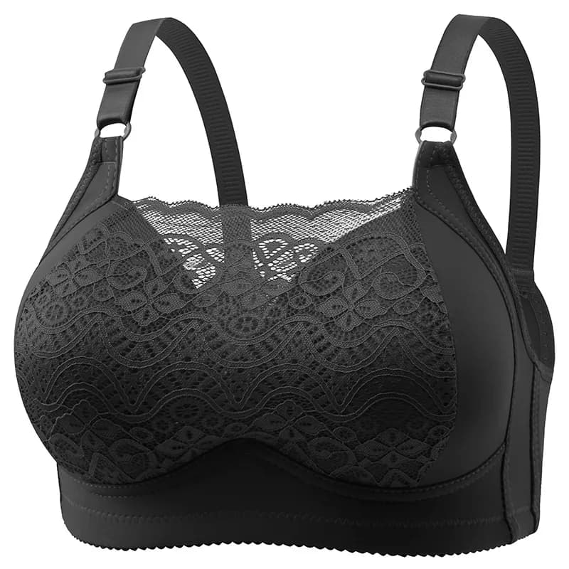 Strapless Lace Brassiere Lady Full-Cup Thin Molded Bra Girl Bra Four-Row Hook Breathable Soft Stretch Middle-Aged Older Women