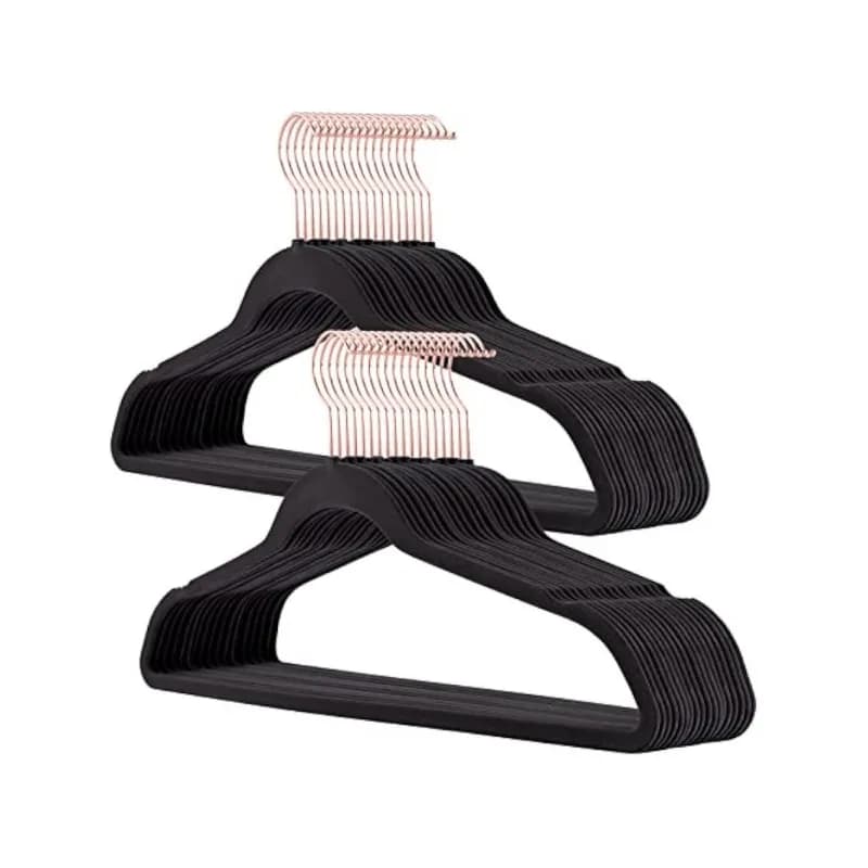 Pack of 10 non-slip velvet racks for 17.5 inch space saving trousers for wardrobe with coat sweater with 360 degree swivel hook