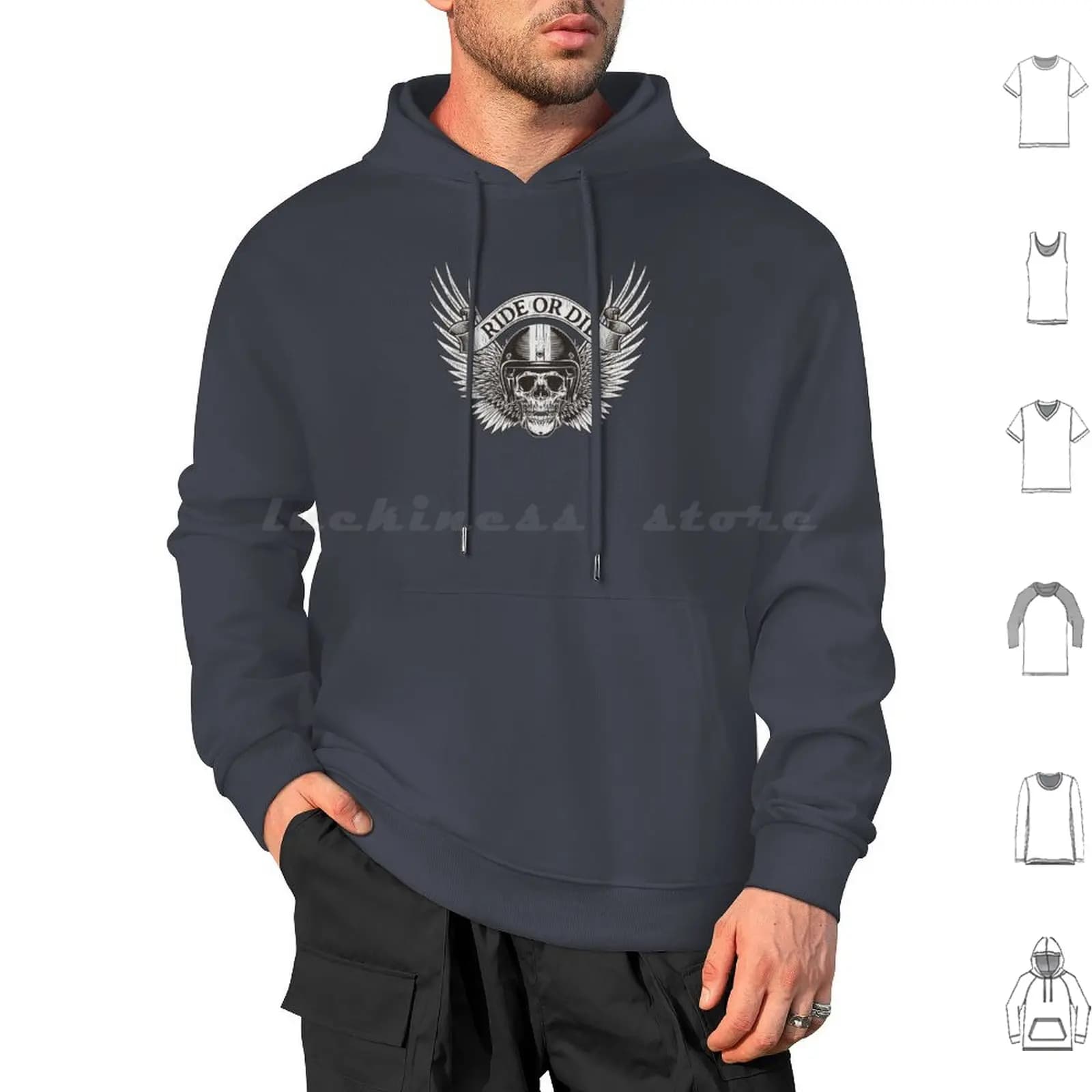 Ride Or Die Long Sleeved Cotton Hoodie for Motorcycle, Helmet with Skull, Ride Or Die Open Road Bike Life Racing