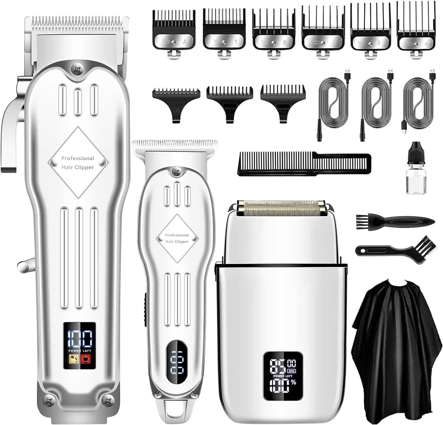 Professional Wireless Haircuts for Men, 3-in-1 Kit with Electric Razor and Rulebarba, Rechargeable Tosatrici Set