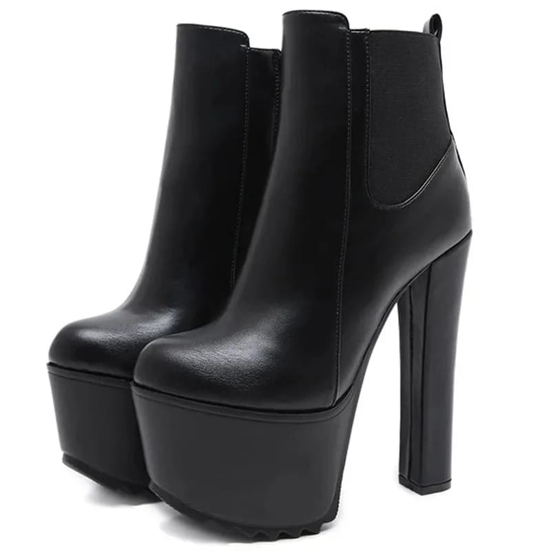 Stivali da Donna con Tacco Alto e Plateau da 16 CM, Scarpe alla Moda in Tessuto Elasticizzato, Stivaletti di Design