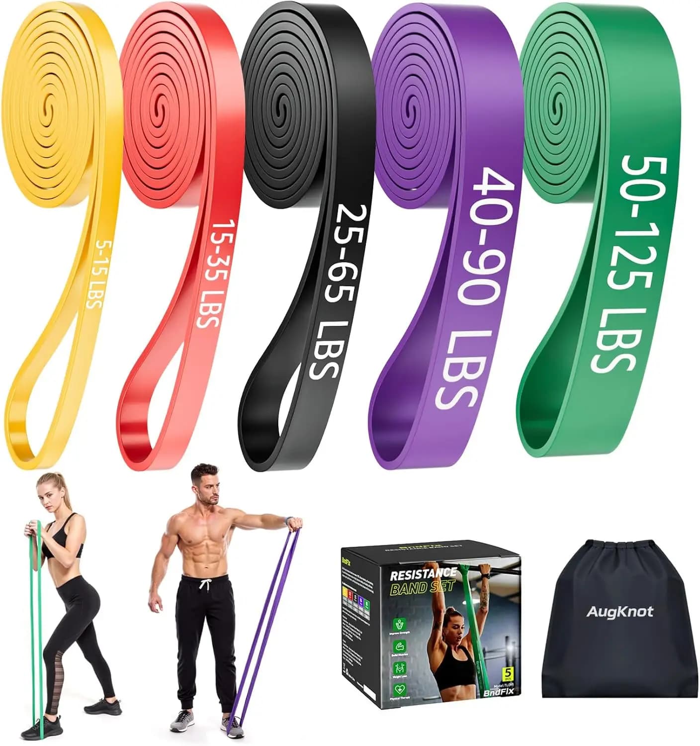 5 Levels of Strength for Training at Home - Silicone Bands for Strength Training and Physiotherapy