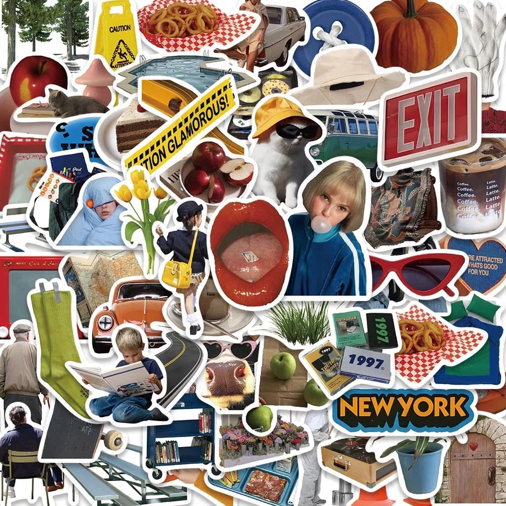 63PCS Ins Style 3D Cute Cartoon Stickers DIY fresh decals for refrigerator laptop notebook skateboard stationery phone auto decals vinyl