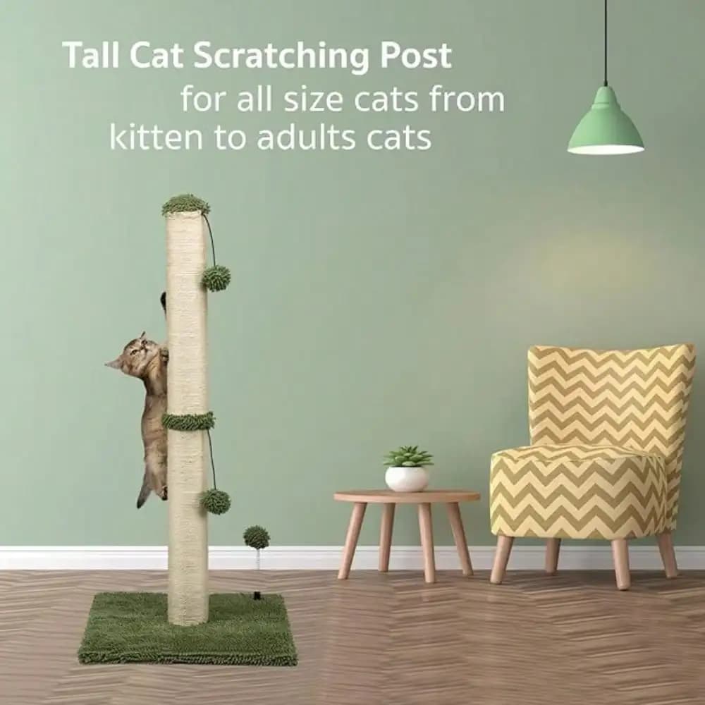 Tiragraffi per gatti da 34 pollici, in sisal premium, con palla sospesa, per gatti da interno, adulti e gattini, a forma di cactus.