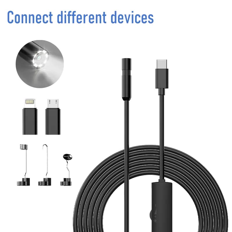 Endoscopio con Sonda Type-C, Fotocamera HD 5.5/8MM, Obiettivo con Luce, Boroscopio Impermeabile per IOS Type-C/Android