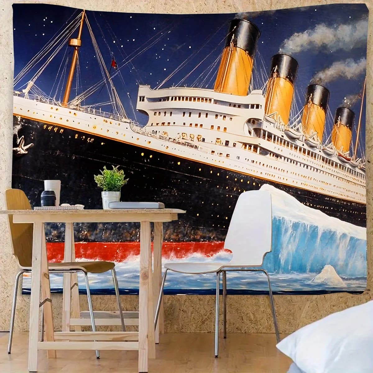 1 Titanic and iceberg oil painting banner background, suitable for birthdays, holidays, parties, multiple sizes to choose from
