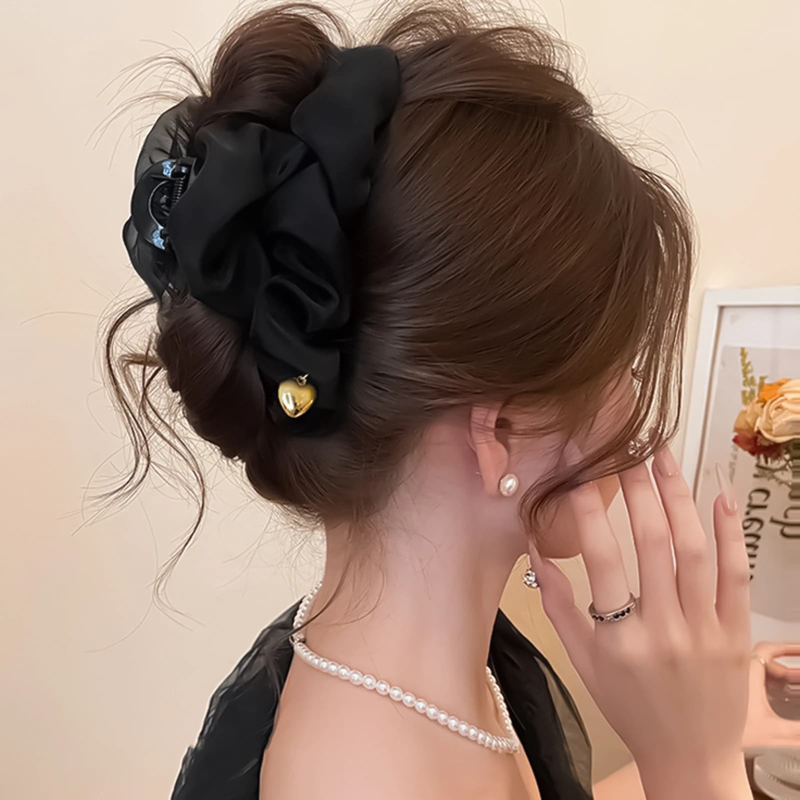 Fermagli per capelli grandi in rete da donna, eleganti e di tendenza, fermagli a pinza a rete plissettata stile coreano, accessori per capelli dolci