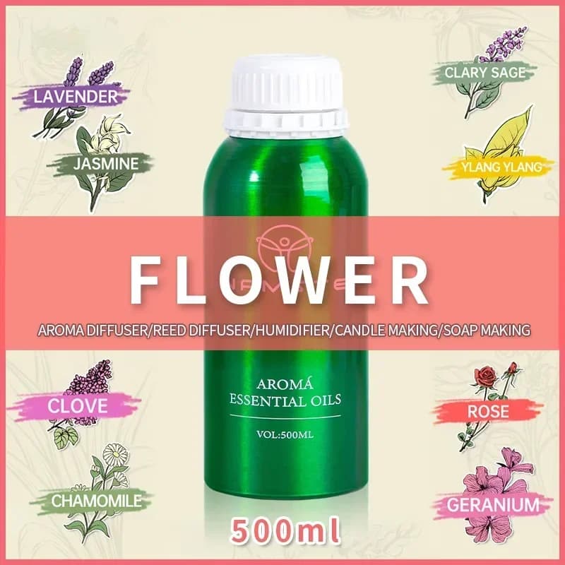 NAMSTE Diffusore Oli Essenziali Collezione di Fiori 500ML Fragranza Olio di Profumo Aroma Per La Casa Hotel Deodorante Professionale