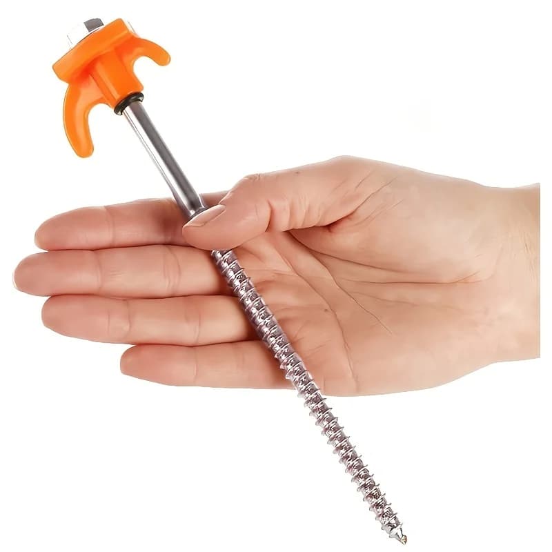 8Pcs Heavy‑Duty Hex Socket Spiral Tent Stakes, Screw‑in Ground Anchors Camping Tent Pegs for Tent Canopy Trampoline