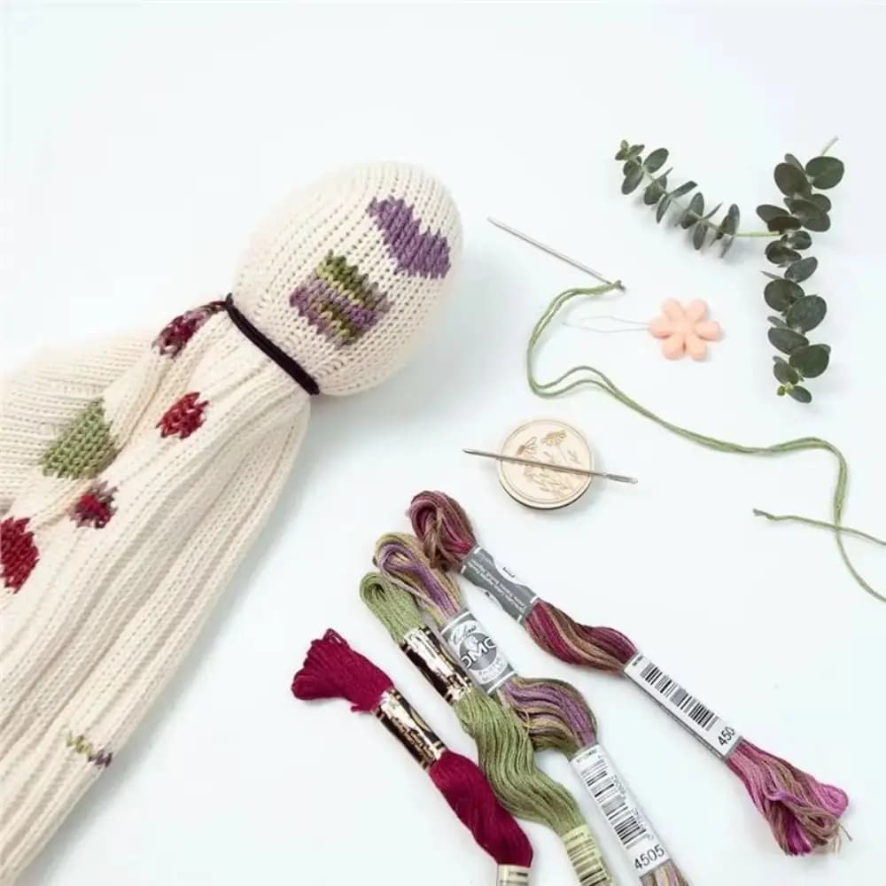 DIY Crafts Sock Darning Kit Egg/Mushroom Shaped Portable Knitting Patch Repairing Tool Weaving Loom 50 Color Threads