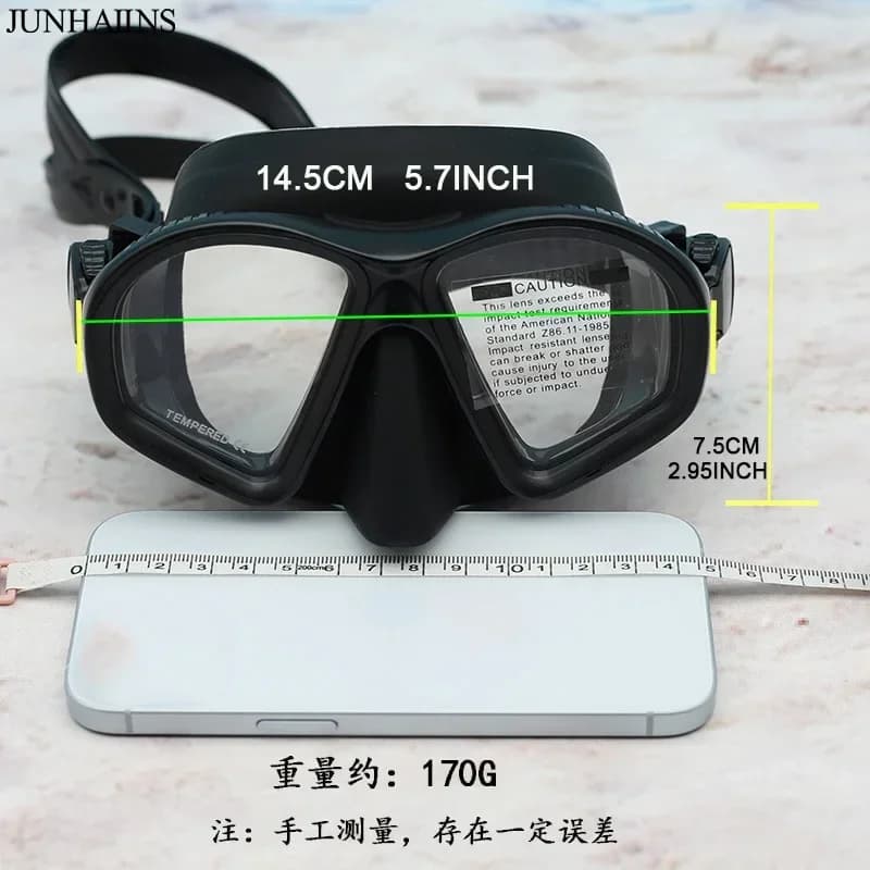 Maschera Subacquea Integrale Unisex a Basso Volume per Apnea e Snorkeling con Lenti per Miopia