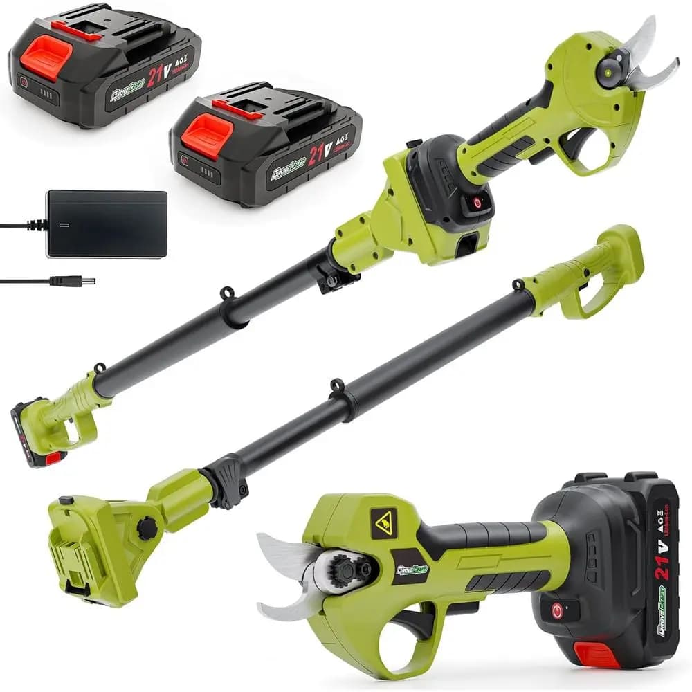 Cesoia da potatura a palo senza spazzole 2 in 1 da 20 V con 2 batterie, potatura elettrica a batteria con lubrificante, taglio da 1 pollice