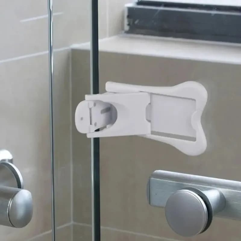 Serratura per porta scorrevole Finestra autoadesiva Tappo per fascia scorrevole Fissaggio Serratura per porta dell'armadio Cassetto in ABS Serratura di sicurezza per bambini