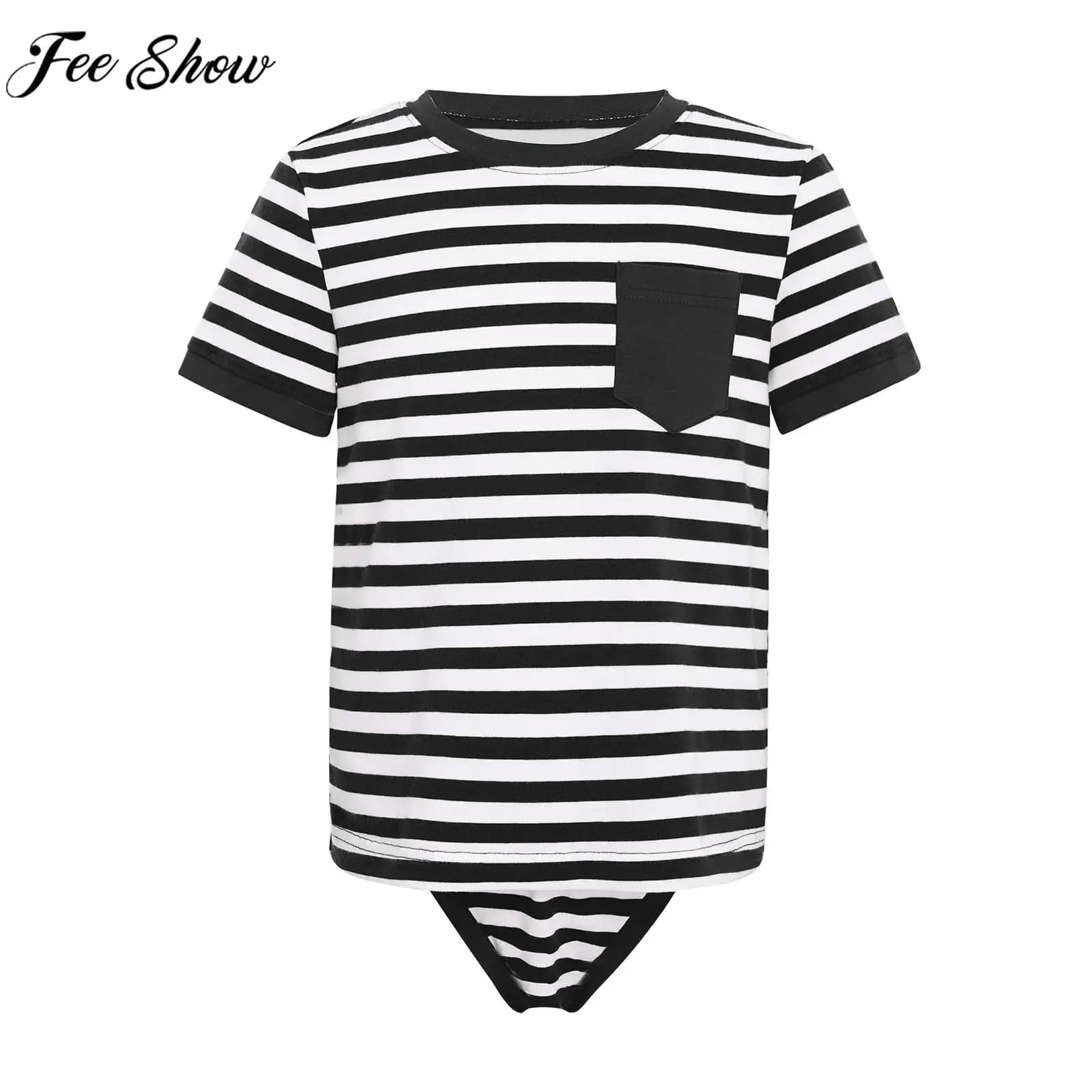Abbigliamento Adattivo per Bambini con Esigenze Speciali, Tutina Anti-Sfilacciamento per Autismo, Stile T-shirt a Righe con Bottoni all'Inguine, Pigiama e Abbigliamento da Casa