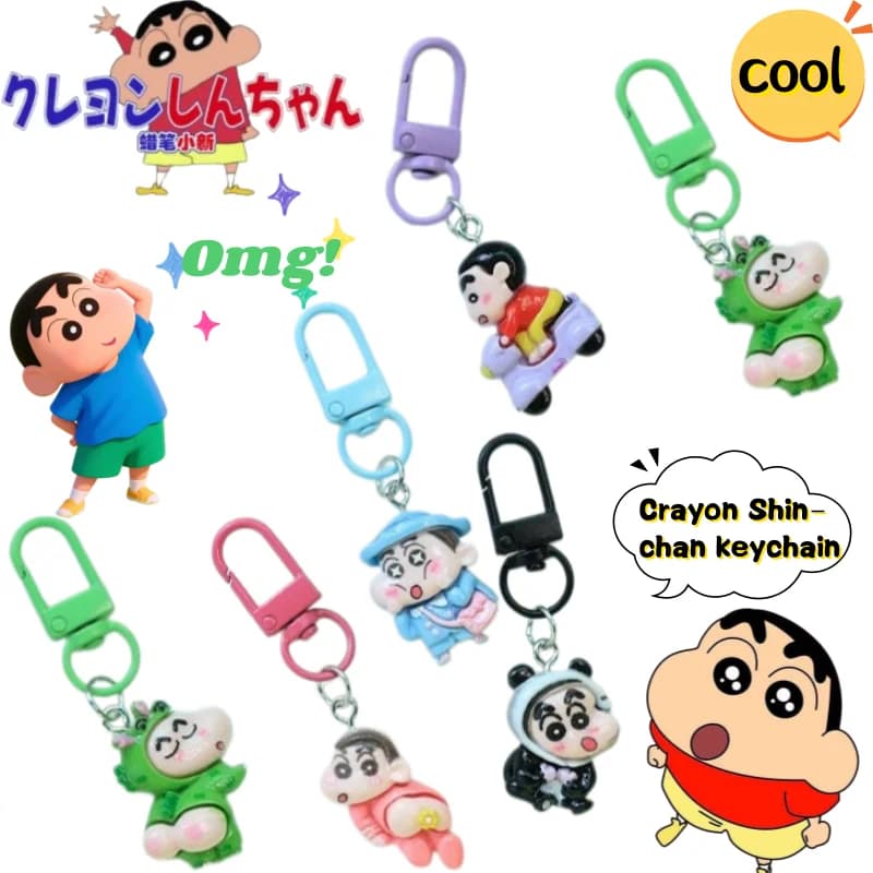 Crayon Shin-chan Keychain High Color Value Cartoon Doll Shape Creative Male and Female Student Schoolbag Mobile Phone Pendant