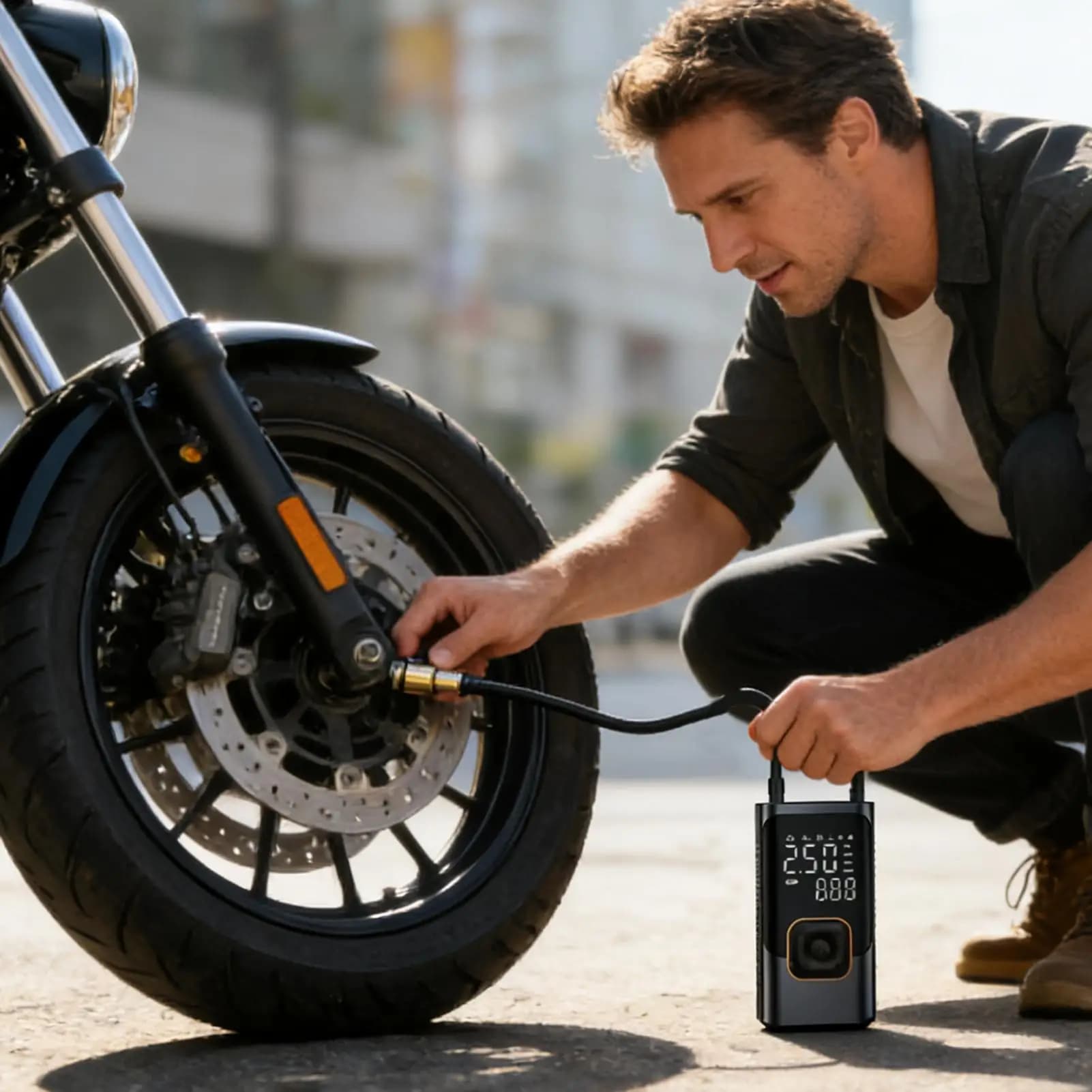 Pompa di gonfiaggio per moto con pompa di aria elettrica per compressore d'aria per pneumatici per auto per motocicli e biciclette camion per bici da trattore