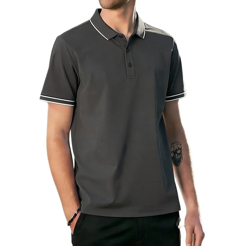 Short Sleeve Men's Lapel Collar T-Shirt in Loose Fit for Sports Training Casual Lifestyle and Four-Season Wear