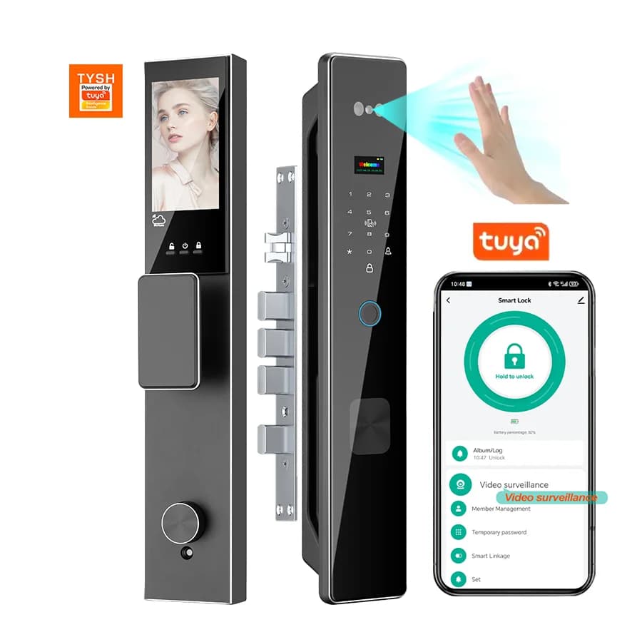 Tuya WiFi 3D Riconoscimento facciale Blocco impronte digitali con audio bidirezionale WiFi Videocamera Videochiamata APP Sblocco remoto