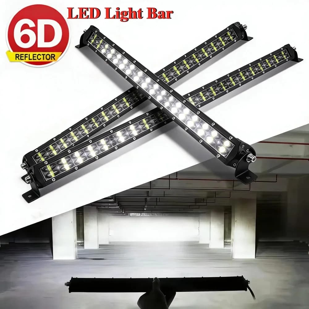 Barra luminosa a LED 6D Lens Ultra Strip da 8, 14 e 20 pollici, faro fendinebbia, luce da lavoro, barra LED 4x4 per moto, fuoristrada, SUV, ATV, trattore