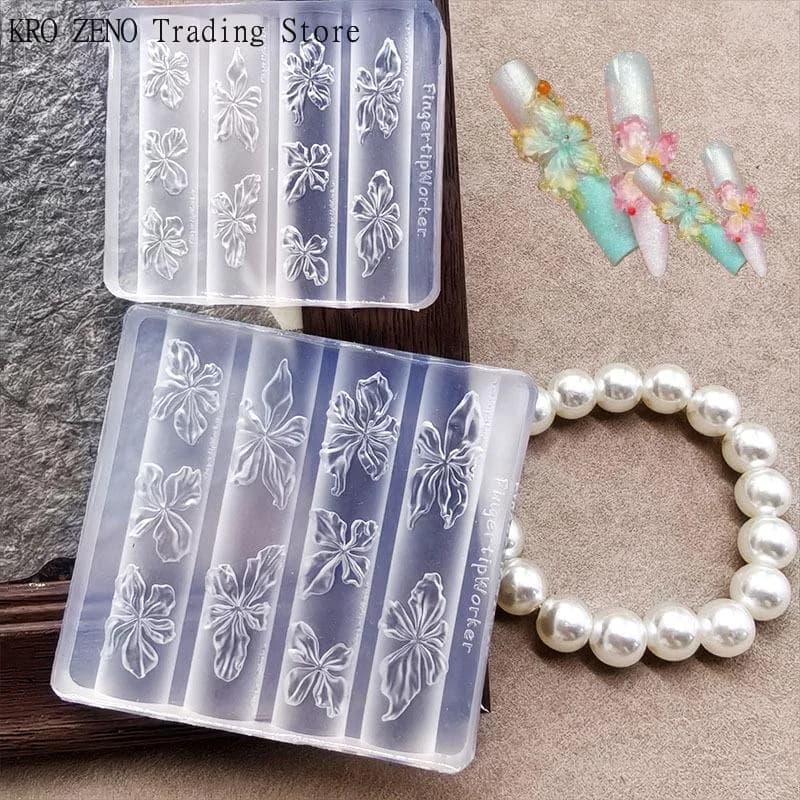 🔝1*Silicone 3D Stereo Flower Nail Silicone Mold Flexible Transparent Resin Casting Mould DIY Nail Art Decoration Handmade Craft