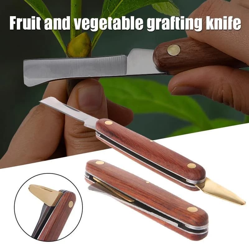 Stainless Steel Knife Foldable for Gardening, Professional Stretching and Powering Tronches, Stainless Steel Tool with Wood Handle