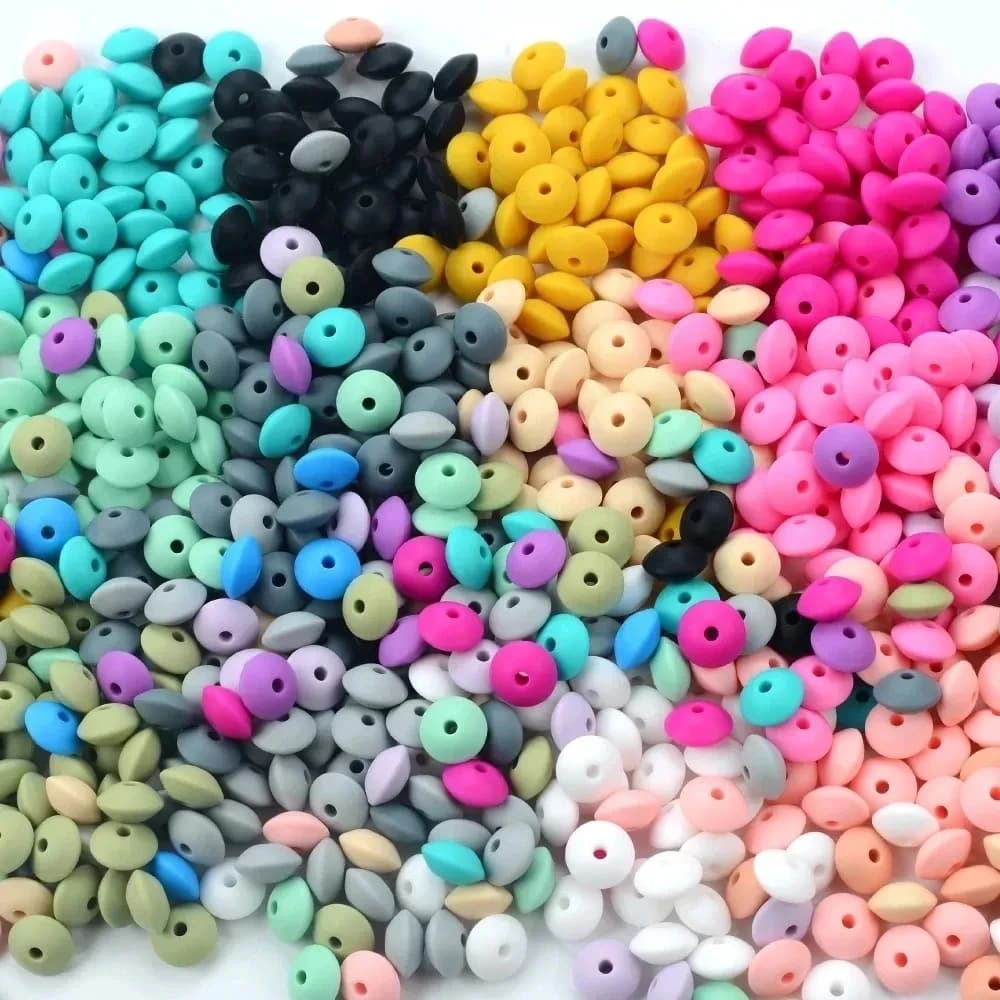 50 pz 12mm lenticchie perline in silicone fai da te per uso alimentare bambino in silicone abbaco massaggiagengive perline collana per dentizione giocattolo infermieristico