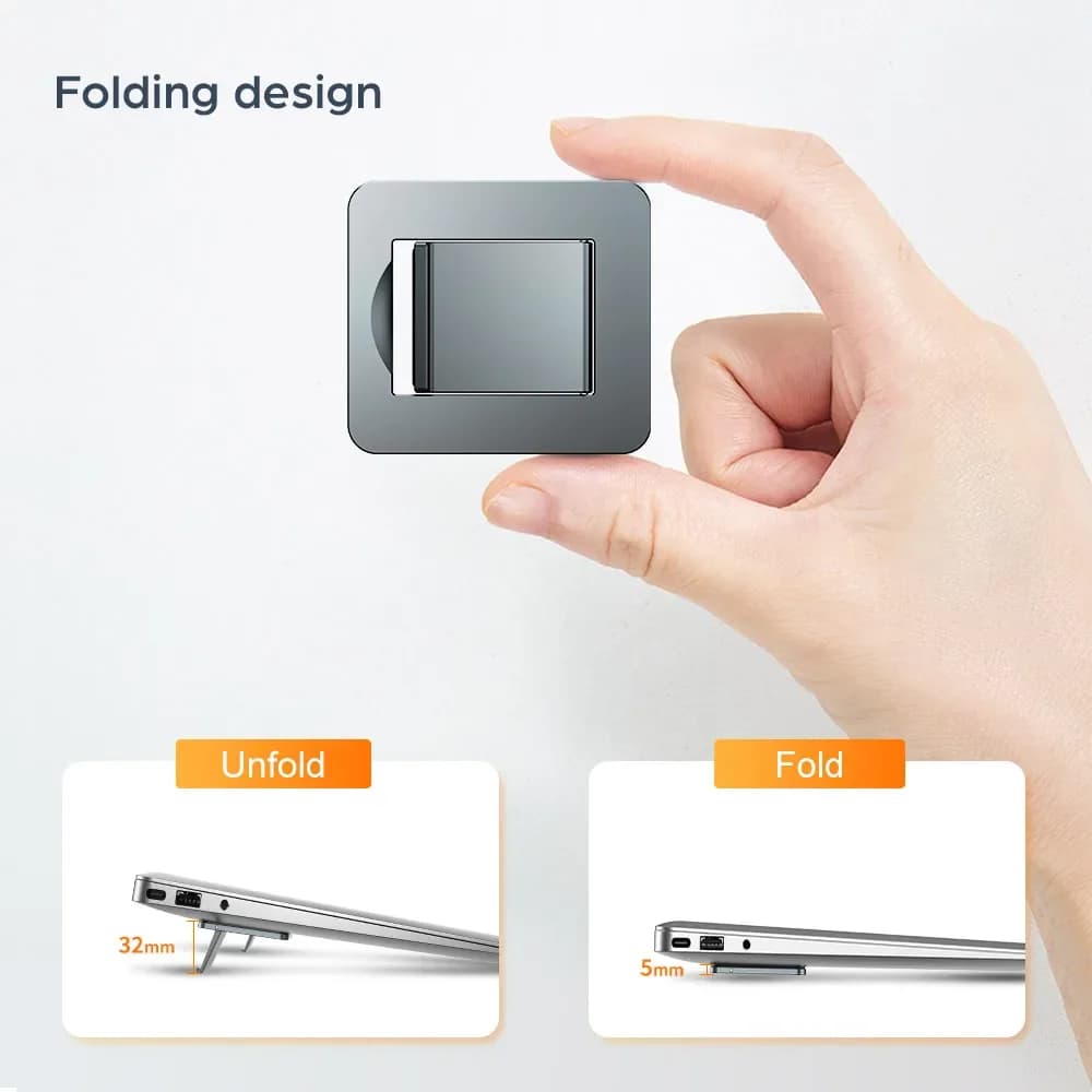 Eary 2PCS Mini supporto per laptop pieghevole in lega di zinco Riser per tastiera per computer portatile con 2 angoli regolabili autoadesivo per scrivania