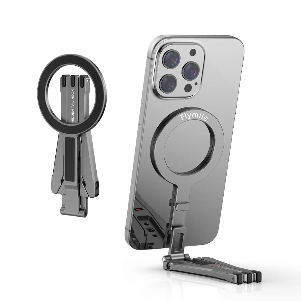Treppiede magnetico in alluminio per selfie stick compatibile con Magsafe iPhone 17 16 15 14 Staffa per streaming live selfie per telefono Samsung
