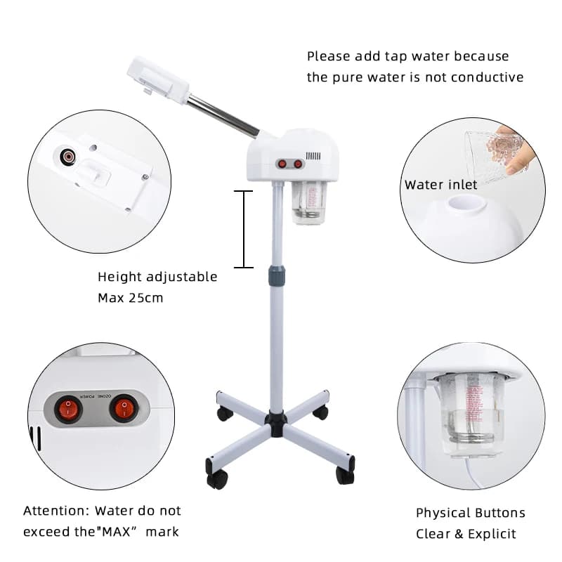 Cura della pelle Vapore facciale caldo Umidificatore a nebbia calda con ozono per il viso Pulizia profonda Vaporizzatore Sbiancamento Salon Home Spa Spruzzatore