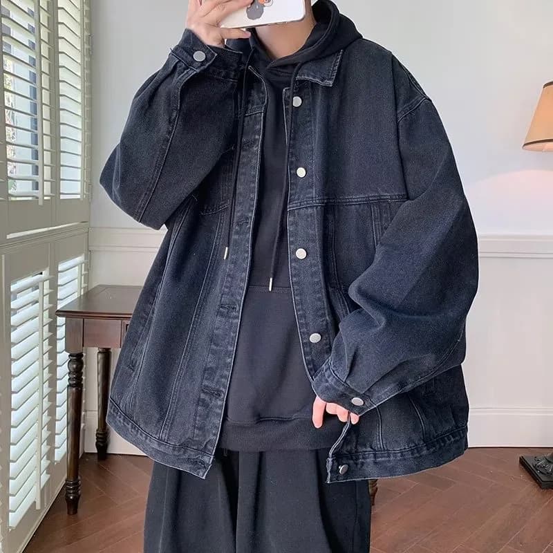 Men's Denim Jacket Spring Autumn Fashionable Retro American Style Oversize Cool Looking Standard Fit Cotton Long Sleeve Coat