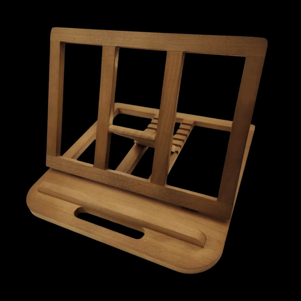 Supporto da lettura regolabile in legno, design pieghevole, dissipazione del calore, supporto per notebook, fessure di ventilazione, libreria per bambini