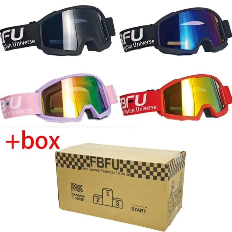 FBFU Motorcycle Ski Goggles With Storage Box, Full Surround Eye Protection, Stable Fit, Powersport Accessory for Men Women