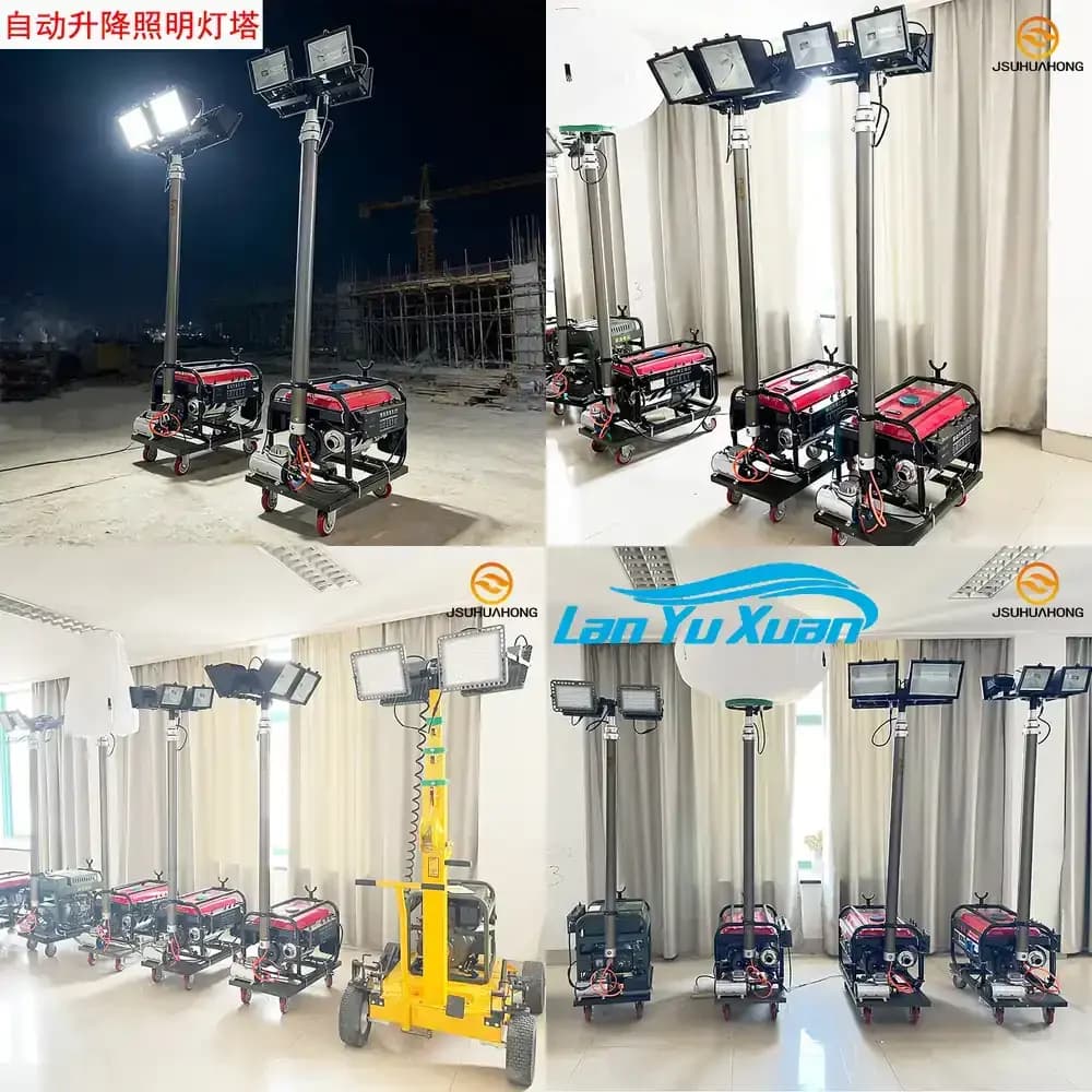 2026 Lighting Tower for Outdoor Emergency Use 4.5m Telescopic Mobile Light Tower for Construction Site Disaster Relief Power