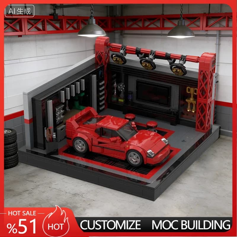Set di Costruzioni da 753 Pezzi, Garage per Auto, Diorama Personalizzabile, Blocchi Modulari, Giocattolo Fai-da-Te, Regalo di Natale
