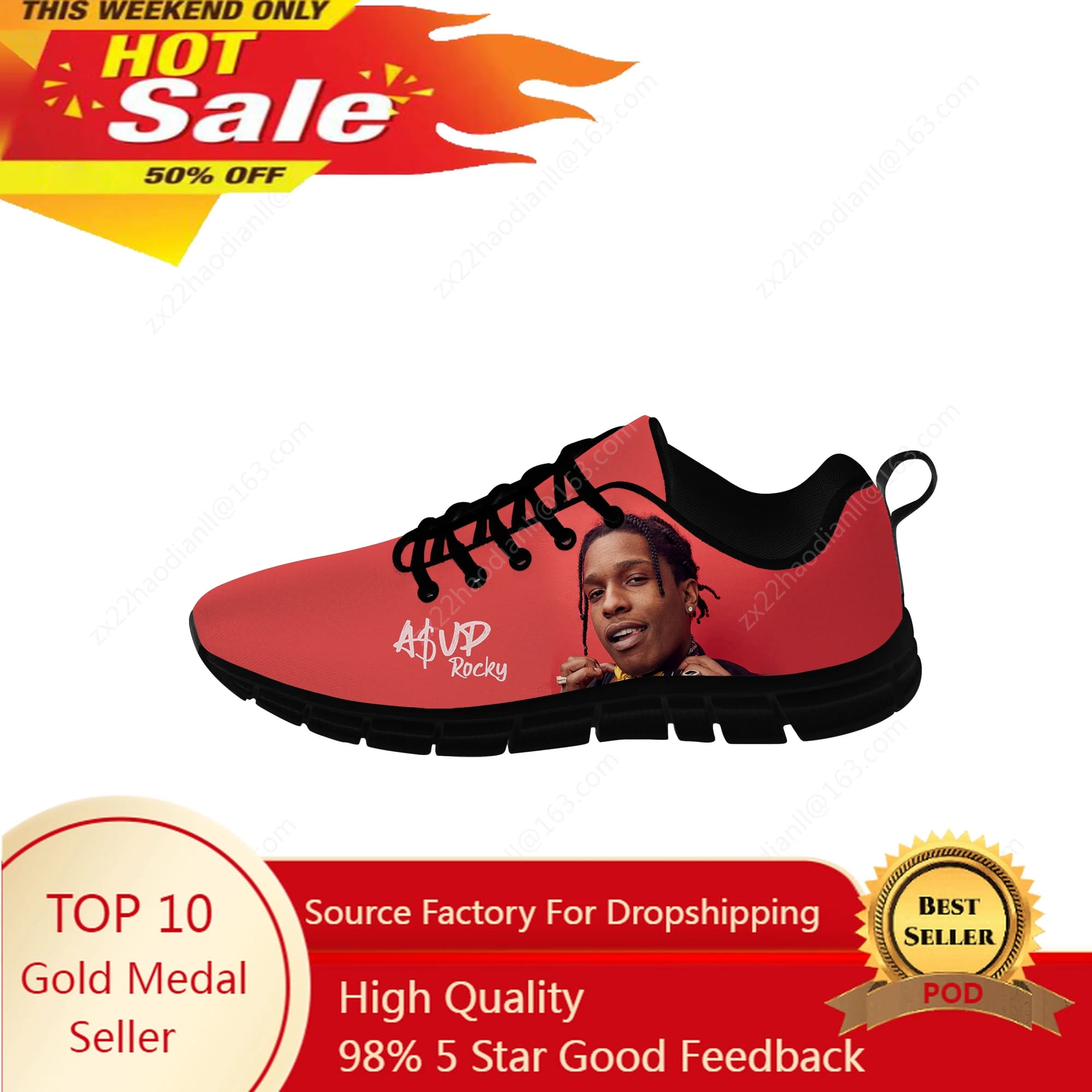 ASAP Rocky Sneakers rapper Woman Teenager Casual Shoes Canvas Running Shoes Print 3D Light Shoe Breathable