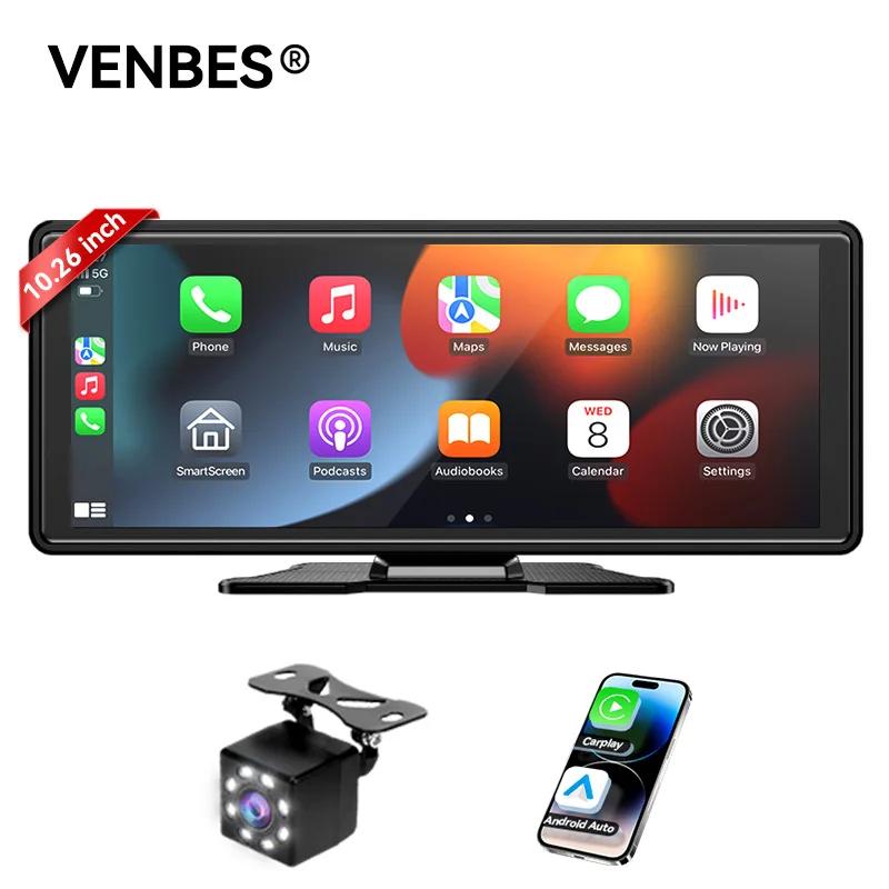 VENBES 10.26 "Radio per auto Carplay Android Auto Display per auto IPS Touchscreen Supporto Mirrorlink USB WIFI Bluetooth Navigazione GPS