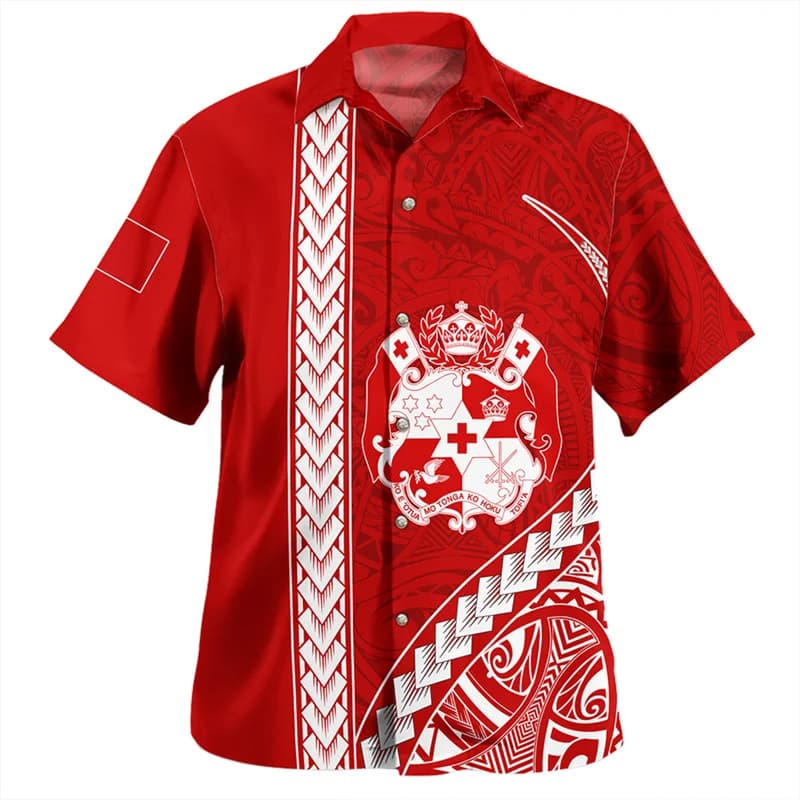 Estate Vintage New 3D Polynesian Tonga Flag Emblem Printing camicie Tonga Coat Of Arm Rubgy Graphic Short Shirts Men Fashion Tops