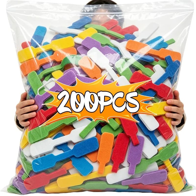 200/10 Pezzi Etichette per Cavi Riutilizzabili Impermeabili, Colorate, per Gestione Cavi Dati e Caricatori, Organizzatore per Ufficio