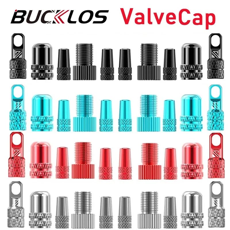 BUCKLOS Road MTB Bike Presta Schrader Valve Cap Bicycle Tire Wheel Valve Cap Aluminum Alloy Bike Tire Valve FV To AV Adapter