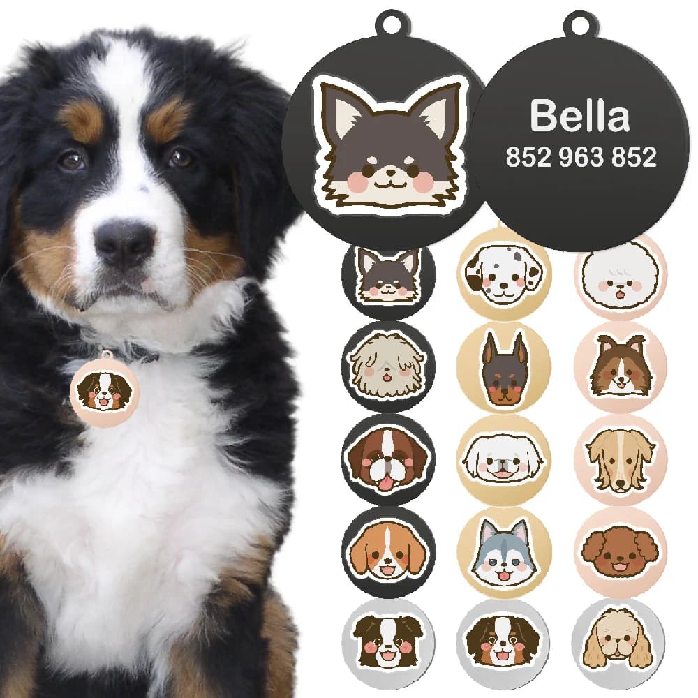 Etichetta identificativa personalizzata per cani da compagnia Nome dell'avatar del fumetto Accessori per collare con ciondolo personalizzato Targhetta per cuccioli in acciaio inossidabile