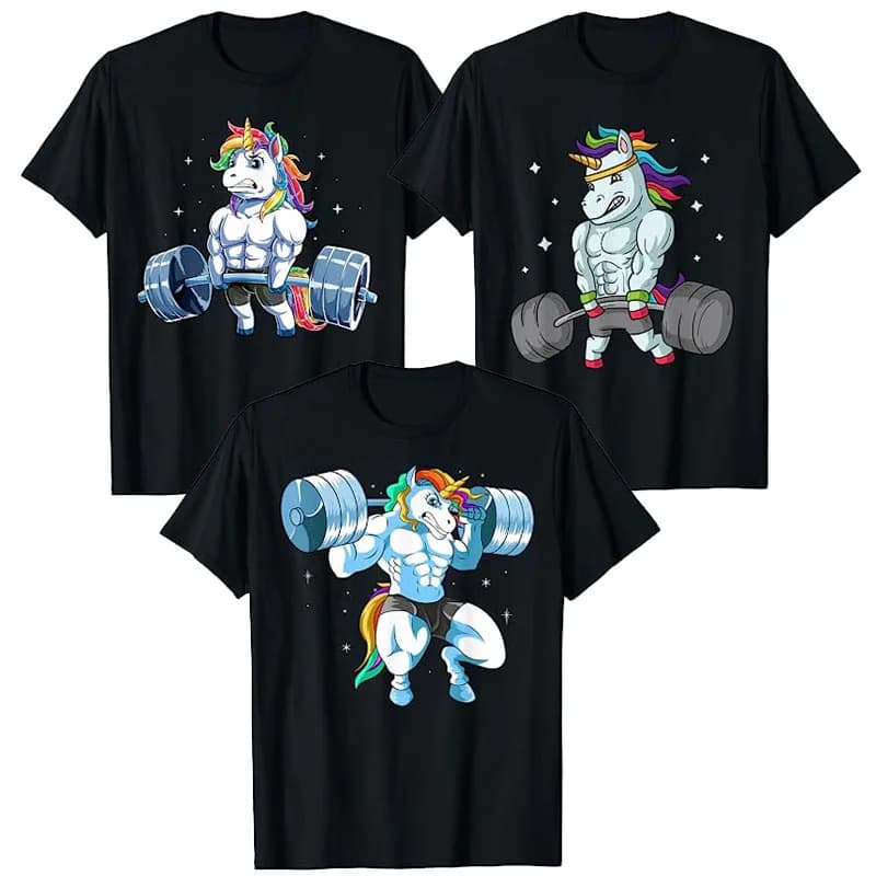 Unicorn Lifting Weights T-Shirt Stack Fitness Gym Woman Tee Lifting Weights Umoristic Balancer Weights Top Gift Dresses