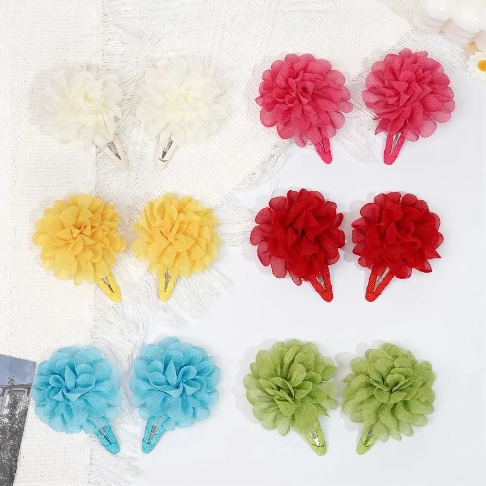Graziose Mollette per Capelli in Chiffon a Forma di Fiore, Antiscivolo, Dolci Fermagli per Capelli, Accessorio Principessa