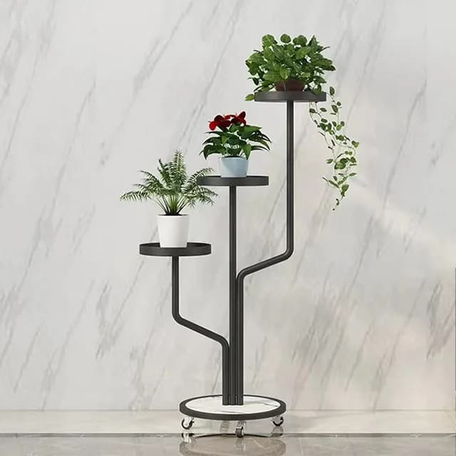 Supporto per Piante in Ferro Battuto Dorato, Design Contemporaneo, Decorativo per Casa e Giardino, Uso Quotidiano